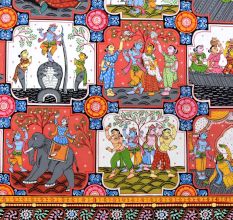 Beautiful Pattachitra Painting of Lord Krishna's Life for Decoration