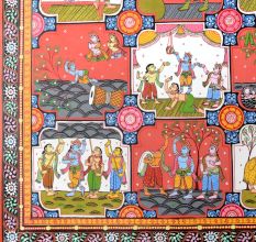 Beautiful Pattachitra Painting of Lord Krishna's Life for Decoration