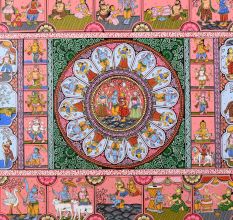 Adorable Lord Krishna's Pattachitra Painting on Cloth Paper for Decor