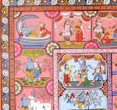 Adorable Lord Krishna's Pattachitra Painting on Cloth Paper for Decor