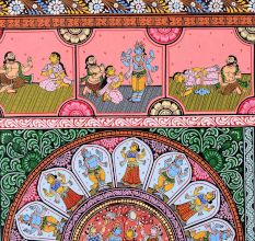 Adorable Lord Krishna's Pattachitra Painting on Cloth Paper for Decor