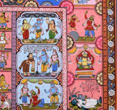 Adorable Lord Krishna's Pattachitra Painting on Cloth Paper for Decor