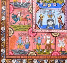 Adorable Lord Krishna's Pattachitra Painting on Cloth Paper for Decor