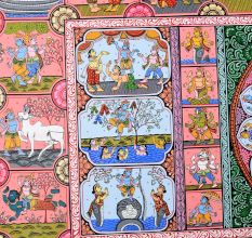 Adorable Lord Krishna's Pattachitra Painting on Cloth Paper for Decor