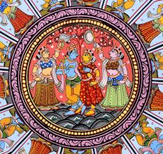 Adorable Lord Krishna's Pattachitra Painting on Cloth Paper for Decor