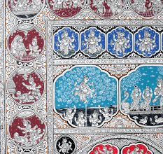 Lord Krishna's Leela Pattachitra Painting on Cloth Paper for Home Decor