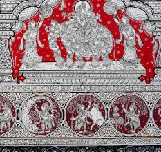 Lord Krishna's Leela Pattachitra Painting on Cloth Paper for Home Decor