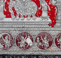 Lord Krishna's Leela Pattachitra Painting on Cloth Paper for Home Decor