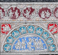 Lord Krishna's Leela Pattachitra Painting on Cloth Paper for Home Decor
