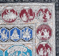 Lord Krishna's Leela Pattachitra Painting on Cloth Paper for Home Decor