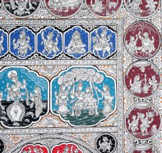 Lord Krishna's Leela Pattachitra Painting on Cloth Paper for Home Decor