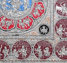 Lord Krishna's Leela Pattachitra Painting on Cloth Paper for Home Decor