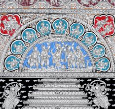 Lord Krishna's Leela Pattachitra Painting on Cloth Paper for Home Decor