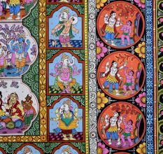 Cloth Paper Painting of Lord Ganesha in Pattachitra Art for Prayer Room