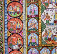 Cloth Paper Painting of Lord Ganesha in Pattachitra Art for Prayer Room