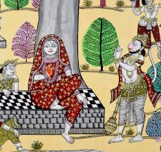 Beautiful Pattachitra Painting of Ramcharitmanas Sundar Kaand on Cloth Paper