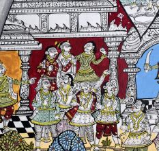 Beautiful Pattachitra Painting of Ramcharitmanas Sundar Kaand on Cloth Paper