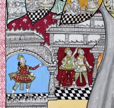 Beautiful Pattachitra Painting of Ramcharitmanas Sundar Kaand on Cloth Paper