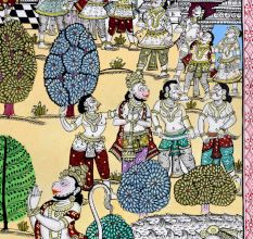 Beautiful Pattachitra Painting of Ramcharitmanas Sundar Kaand on Cloth Paper