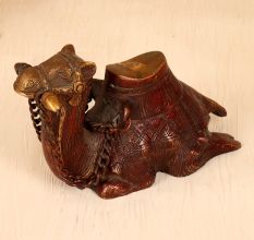 Handcrafted Engraved Brass Camel Statue in Vintage Finish