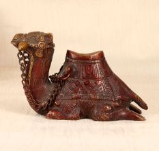 Handcrafted Engraved Brass Camel Statue in Vintage Finish