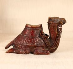 Handcrafted Engraved Brass Camel Statue in Vintage Finish