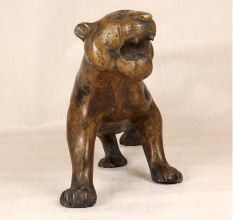 Handcrafted Pair of Tiger Statue Made of Brass with Engraving
