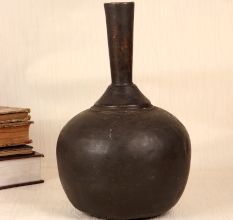 Dark Finish Plain Finest Brass Flower Pot in Himalayan Art