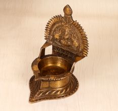 Vintage High-Quality Brass Gajalakshmi Oil Lamp for Prayer Room