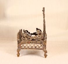 Handcrafted Finest Brass Lord Krishna Bed with Peacock Carving