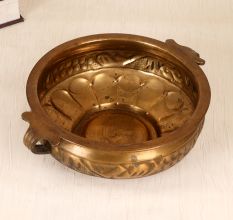 Handcrafted Engraved Finest Brass Urli in Vintage Finish