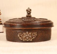 Nepalese Art Handcrafted Copper Metal Box for Decoration