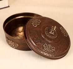 Nepalese Art Handcrafted Copper Metal Box for Decoration