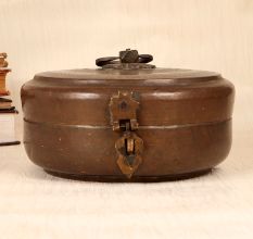 Handcrafted Vintage Finest Brass Chapati Box Crafted in Rajasthani Art