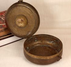 Handcrafted Vintage Finest Brass Chapati Box Crafted in Rajasthani Art