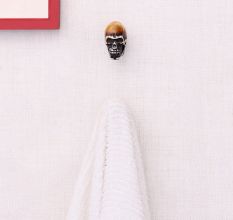 Brown Man Face Skull Resin Wall Hooks-2 Pieces