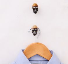 Brown Man Face Skull Resin Wall Hooks-2 Pieces