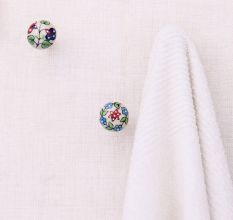 Multicolor Floral Ceramic Wall Hooks-3 Pieces