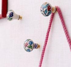Multicolor Floral Ceramic Wall Hooks-3 Pieces