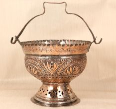 Handmade Beautiful Copper Bucket with Handle for Decoration