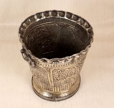 Handmade Brass Nickel Plated Bucket Planter for Decoration