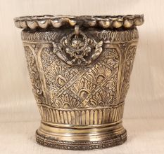 Handmade Brass Nickel Plated Bucket Planter for Decoration