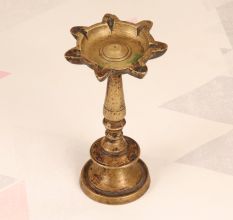 Traditional South Indian Design Brass Oil Lamp for Collection