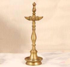 Vintage 7 Jyots Brass Oil Lamp from South India for Decoration