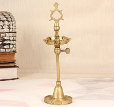 Handmade Adjustable Brass Oil Lamp in South Indian Art