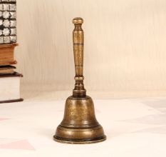 Indian Traditional Brass Temple Bell with Handle for Prayer