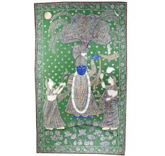 Beautiful Lord Krishna Cloth Pichwai Painting for Prayer Room