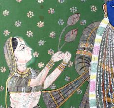 Beautiful Lord Krishna Cloth Pichwai Painting for Prayer Room