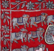 Lord Krishna Cloth Pichwai Painting in Golconda Art for Decoration