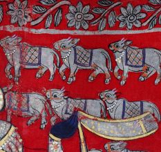 Lord Krishna Cloth Pichwai Painting in Golconda Art for Decoration